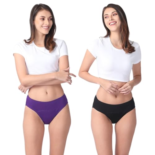 Image of Adira | Hipster Panties for Women | Period Panties for Women Leak Proof & Breathable | Hipster Fit for Medium Flow | Use with Pad for Non Icky Feeling | Patented Design | Pack of 2
