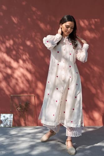 Image of GoSriKi Rayon Viscose Embroidered A-Line Kurta Set with Pant | Stylish Ethnic Wear for Office, Festive, Kurti Set for Woman, Women Kurta Sets with Dupatta Cotton