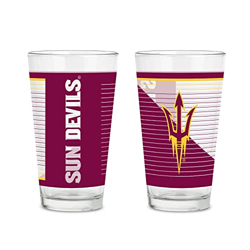 Rico Industries NCAA Arizona State Sun Devils - ASU 16 oz Pint Glasses with Digitally Printed Logo, Practical Set of 2 Classic Drinking Glasses, for Fans