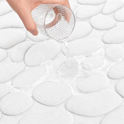 Image of HomeCloud Memory Foam Bath Mat, Cobblestone Bathroom Rectangular Rugs Floor Mats Super Water Absorbent Bath Mats for Bathroom /Machine Washable Bath Rugs (Stone White, 40x60cm)
