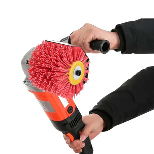 Schleifbürsten: 80 Körnung, 100mm Breite - 120mm Ø | Schleifwalze geeignet, Nylonbürste für Satiniermaschine Rot Schleifbürste Borstenbürste Grit Bürste Drahtziehrad Pinsel Polierbürste