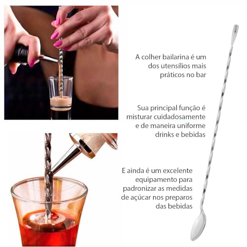 Genérico, Dosador Duplo Drinks e Colher Bailarina Inox 40 e 20ml Bar