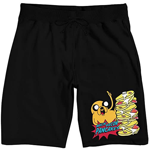 Adventure Time Bacon Pancakes Men's Black Graphic Sleep Shorts