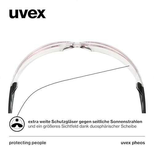 Uvex pheos - Schutzbrille - Bügelbrille supravision excellence Technologie - metallfrei, beschlagfrei & kratzfest - one size - gelb/schwarz