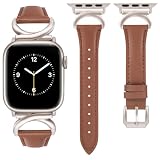 コンパチブル Apple Watchバンド アップルウォッチベルト レザー本革製 レディース 蒸れない 長さ調整 49/46/45/44/42mm おしゃれ 高級レザーバンド Apple Watch Ultra2/Ultra/S10/9/8/7/6/5/4/SE2/SEに対応 柔らかい 入学/誕生日/バレンタインデープレゼント【ブラウン+スタ-ライト】