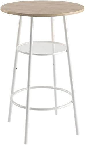 Miniatura 8 de Juego de mesa de pub de 3 piezas, mesa de bar redonda pequeña de 2 niveles y 2 taburetes de bar con respaldo, mesa de altura de barra y silla, juego