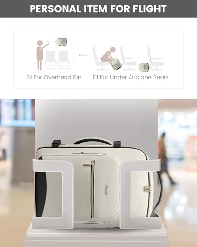 Image of LOVEVOOK Travel Backpack for Women & Men 40L,Airline Approved Carry On Backpack Travel Essentials,TSA Carry on Luggage,Waterproof Personal Item Travel Bag,Suitcase with 3 Packing Cubes,Beige-Black