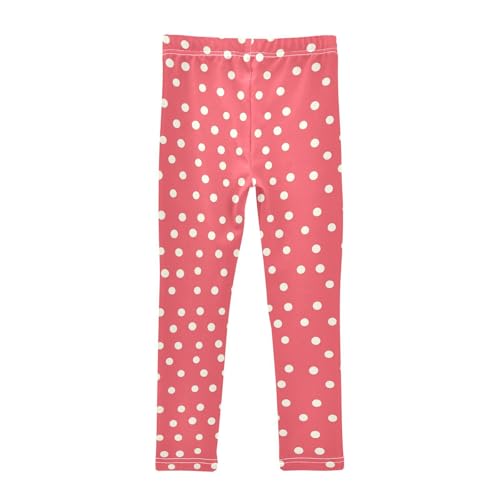 White Polka Dot Red Background Kids Girl's Cotton Pants Casual Full Length Athleisure Pants Exercise2