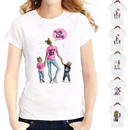 image for YAnGSale Top Women Blouse Mom Kids Printed Tee Tops Novelty T-Shirt Mo