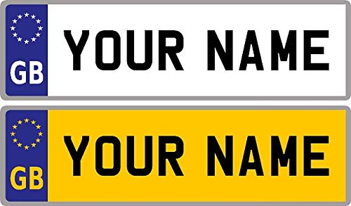 Ellis Graphix Personalised GB Euro Self-Adhesive Waterproof 14 x 4 cm Number Plate Stickers For Childrens Kids Ride on Car, Bike, Bedroom Doors, Wheelchair, Mobility Scooter (TM)