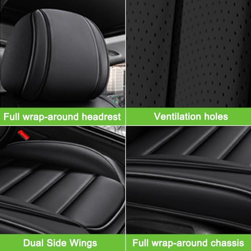 Image of Seat Covers for Subaru Outback 2006-2024,2PCS Nappa Leather Car Seat Covers,Waterproof Seat Protectors Auto Seat Covers,Breathable Nonslip Interior Cover Seats for Cars(Solid Black)