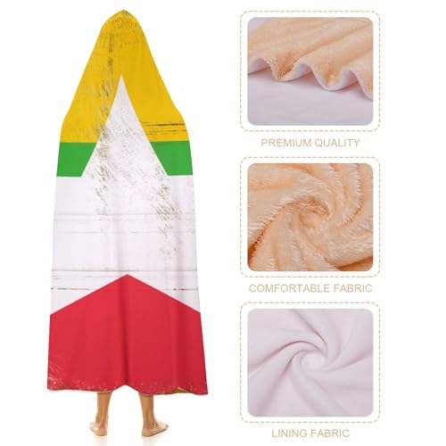 Couverture à capuche chaude et confortable grand format drapeau Birmanie - 5