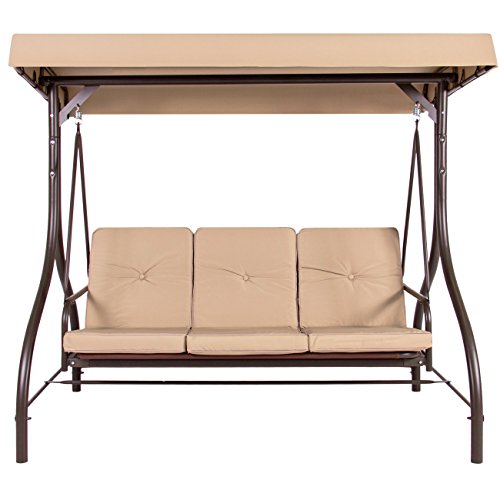 Amazing for less 3-Seat Porch Swing Converting Outdoor Patio Canopy Swing Hammock