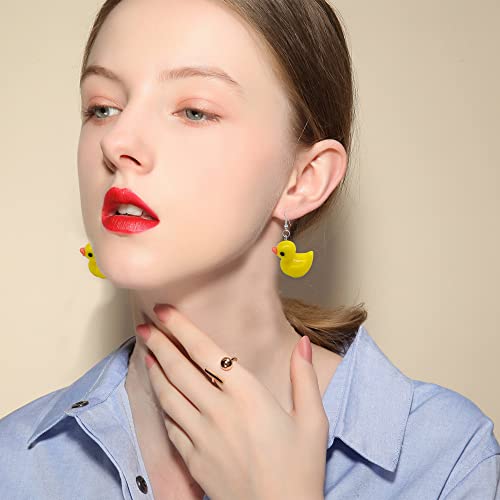 Gbahfy Rubber Unique Personalized Yellow Duck Earring Lightweight Funny Cute Duck Dangle Drop Earrings Necklace Set For Women Girls Charming Jewelry Gift (Yellow) #TOP5