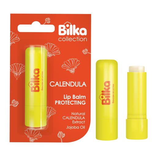 Bilka Collection Lip Balm Calendula – Lippenpflege mit Calendula-Extrakt, Jojobaöl und Natürlichen Ölen für trockene Lippen, ohne Farbe, 1 x 4,5 g