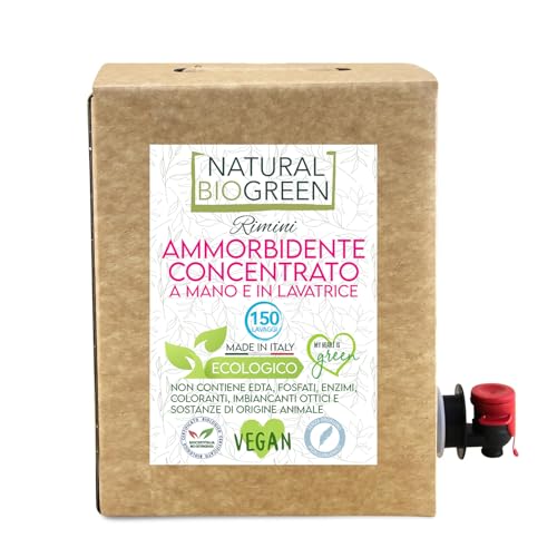Naturalbiogreen Suavizante ecológico a mano y a máquina, sin perfume, hipoalergénico, 3 litros