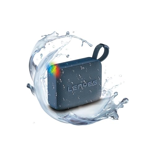 Image of Lenyes S213 Bluetooth Pocket Speaker, 6W, IPX7 Waterproof, Deep Bass, 5Hr Playtime, TWS Stereo, Bluetooth 5.0, TF Card, Carry Strap, Compact and Lightweight, Blue