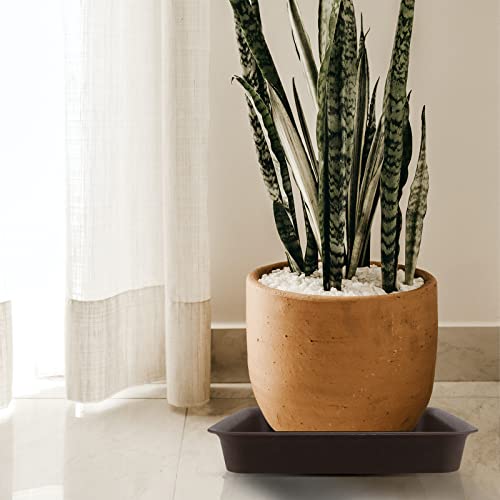 Sinjeun 15 Pack 10 Inch Square Plant Saucer, Thickened Resin Plastic Plant Saucer, Dark Brown Flower Plant Pot Drip Trays For Indoor And Outdoor Plants #TOP5