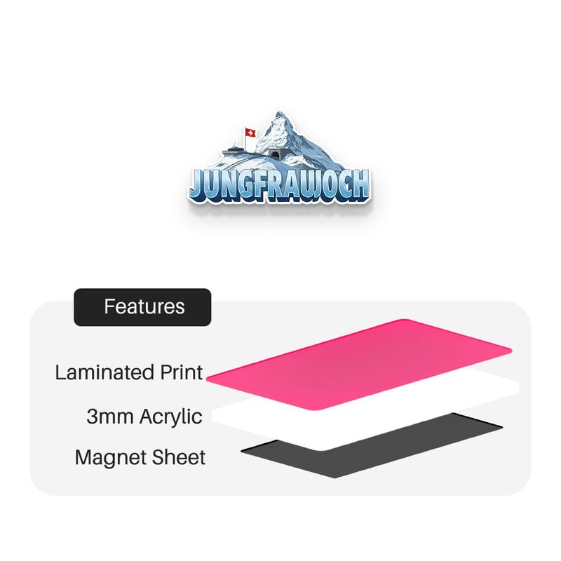 Image of Jungfrojoch Fridge Magnets, Glossy Finish, Stylish Magnet for Fridge, Wardrobe & Metal Surfaces