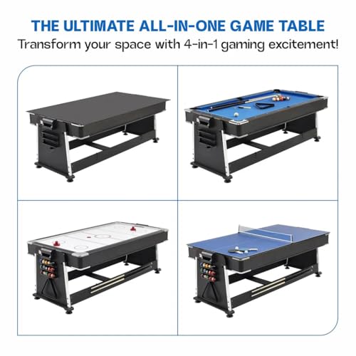 Image of 4-in-1 Gaming Table (Pool + Table Tennis + Air Hockey + Office Table)