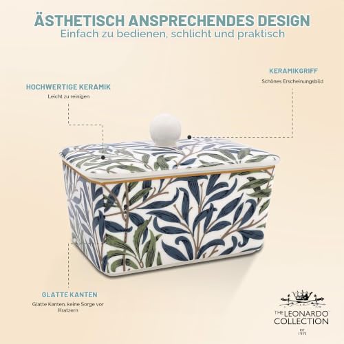 Lesser & Pavey Butterdose aus Keramik mit Deckel, große Butterdose für alle Arten von Küchen, Butterdosen für alle Größen von Butter – Ansicht 2