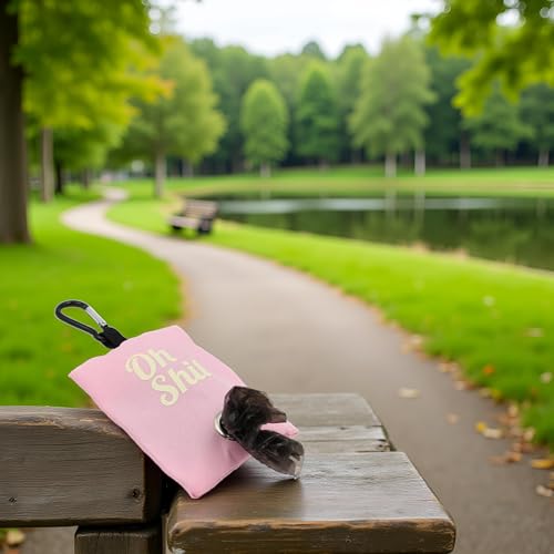 Image of Pink Dog Poop Bag Holder,Pet Pets Supplies Canvas Garbage Bags,Poop Bag Dispenser Portable Poop Waste Bag Holder Outdoor Puppy Cat Pick Up Organizer,Dog Supplies