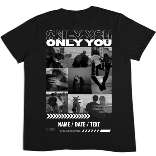 Latostadora Camiseta Personalizada Boyfriend Girlfriend - Pareja Foto Collage Texto - Only You Personalizable - Regalo Navidad Personalizado San Valentín
