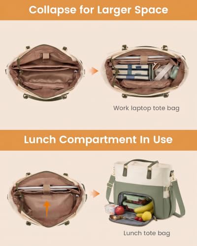 Image of LOVEVOOK Lunch Tote Bag for Women, Work Laptop Bag with Lunch Compartment
