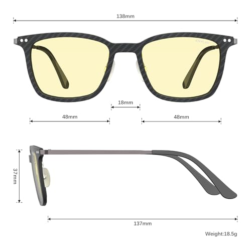 Image of ANYLUV Blue Light Glasses Men, Stylish Square Carbon Fiber Eyewear, Anti Eyestrain, Lightweight Mens Computer Gaming Glasses
