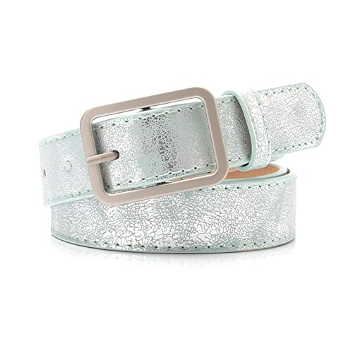 ETomey Waist Belt, Fashion Ladies Waist Belt,Women Belt Square Pin Buckle Ladies Waist Belt for Jeans Pu Leather Female Belt 105cm (Color : Light Green, Size : 105)