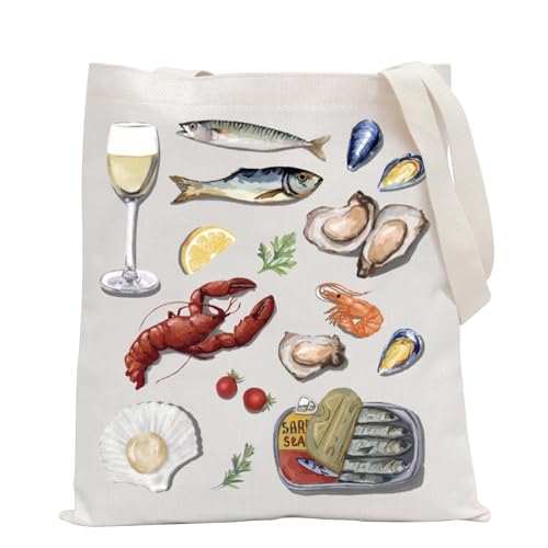 POFULL Seafood Shellfish Gift Seafood Set Meal Gift Seafood Lover Tote Bag Sardines Gift (Fish...