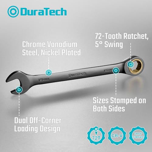 image for DURATECH Anti-Slip Ratcheting Wrench Set, Combination Wrench Set, 22-p