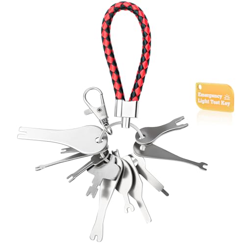 Emergency Light Test Key Set 11 Pack with Upgraded Braided Key Ring Mellbree Fish Key Set for Emergency Lighting Test