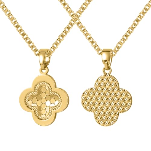 Gold Clover Necklace for Women Dainty 14K Gold Plated Pendant Necklace Adjustable Chain Choker Charm Colorful Clover Pendant Lucky Necklaces for Women Jewelry