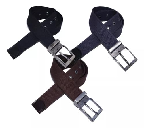 Kit 3 Cintos em Lona Premium Masculino C/Regulagem Fivela Grande (1.10)