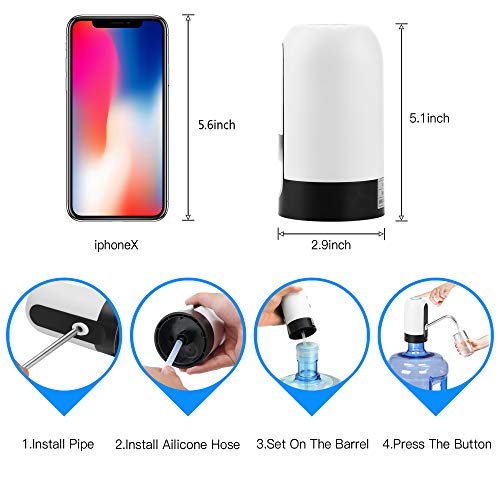Myvision Water Bottle Pump 5 Gallon Water Bottle Dispenser Usb Charging Automatic Drinking Water Pump Portable Electric Water Dispenser Water Bottle Switch (White) #TOP6
