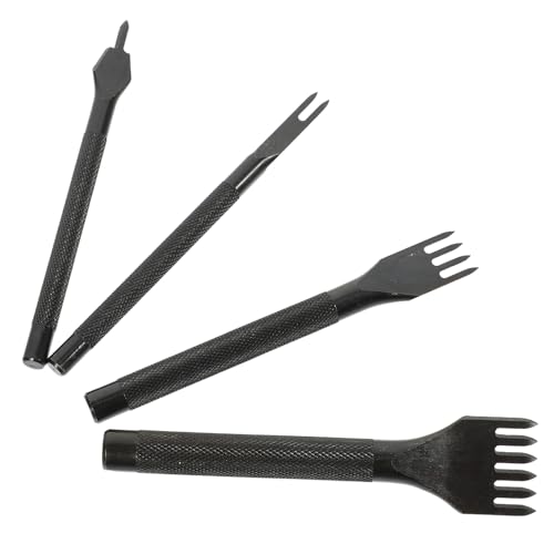 Cabilock DIY Leather Punching Tool Set 4pcs Leather Hole Punchers Strong Anti-Slip Handle for Easy Use