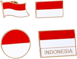 4 Pcs Indonesia Flag Pins, Creative Indonesia Round Square Alloy Lapel Pins, Conference Activity Sports Event Supplies, Travel Souvenirs