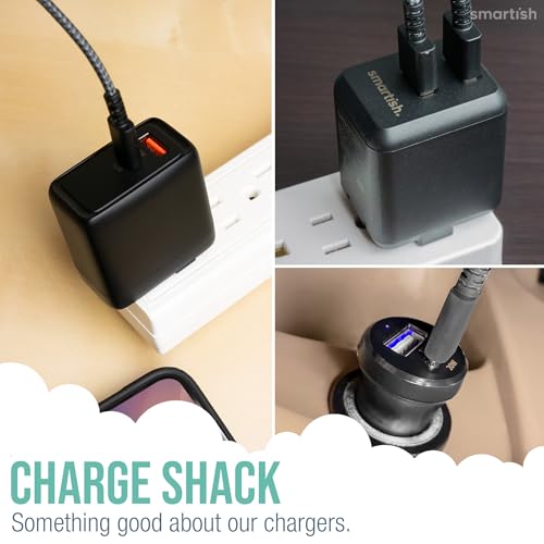 Image of Smartish 2 Port USB Car Charger - Volt 45 Maximum Speed 4.8 Amp Quick Charger Compatible with iPhone Android and All USB Devices (Silk) - Black