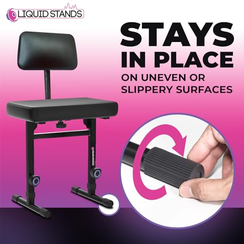 Liquid Stands Banc de Piano réglable – Banc de Clavier de Musique avec Dossier pour support de Clavier de Piano avec Coussin rembourré Noir pour Musiciens - Les Beatles, Paul McCartney, John Lennon, RIngo Starr, George Harrison Liquid Stands Banc de Piano réglable – Banc de Clavier de Musique avec Dossier pour support de Clavier de Piano avec Coussin rembourré Noir pour Musiciens – Image 4