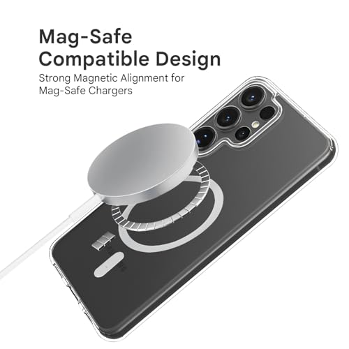 Image of Prolet Anti -Yellow Crystal Clear Hard Case Cover Compatible with Samsung Galaxy S26 Ultra with Magnetic Mag-Safe Wireless Charging Support, Shockproof Hard Back Cover (Transparent)