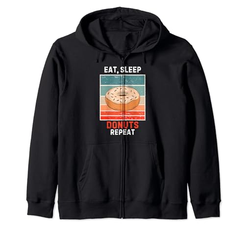 Retro Eat, Sleep Donuts Repeat Vintage Donuts Food Lover Zip Hoodie