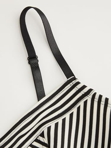 CIDER Y2K Striped Crop Top Sleeveless Camisole Going Out V Neck Slim Fit Woven Tank Top Daily Casual2