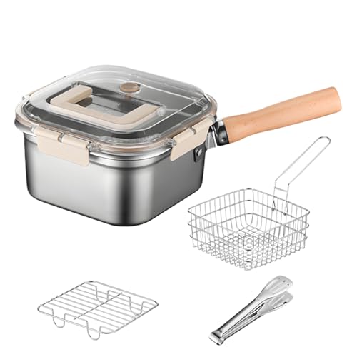Generisch Juego de sartén para freír, asado de pescado portátil con estante de goteo de aceite, utensilios de cocina para exteriores, para camping, picnic, jardín, barbacoa, amigos, reuniones, fiestas
