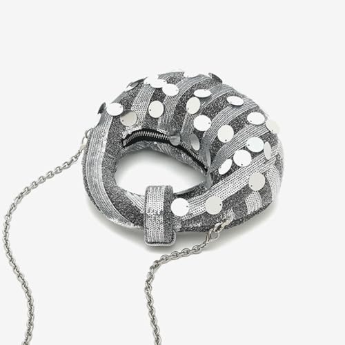 Sequin Purse Sparkly Sequin Purse Y2K Round Hobo Bag Striped Underarm Crossbody Shoulder Bag Zipper Trendy Gift4