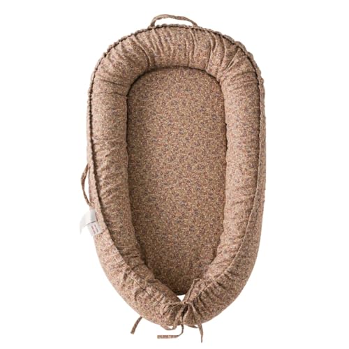 Image of CooCooBaby Infant Lounger, Baby Nest Cover for Baby Girls & Boys, Newborn Essentials for Baby 0-12 Months, 100% Cotton Breathable (BrownBlossom_Muslin)