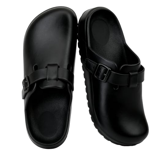 Arch Support for Women and Men Shoes Work Clogs Slip Resistant Comfortable Adjustable Chef Nurse Garden Slip-on Cushion Slide Sandals Shoe Slippers Black