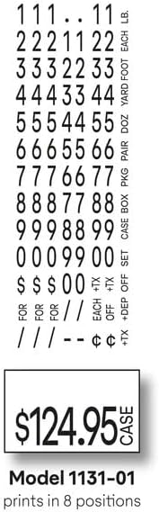 Monarch 1131-01 print characters and exampetiketten