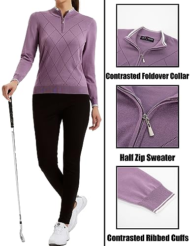 Image of JACK SMITH Quarter Zip Pullover Sweaters for Womens, Rib Polo Sweater Tops