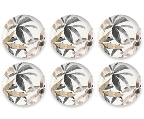 Abode Homewares by TarHong Bali Leaves Salad Plates, 8.5", Proprietary Merge Material Mix (Bamboo Powder and Melamine), Indoor/Outdoor, Set of 6